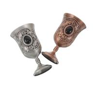 CIYODO 2pcs Vintage Metal Goblet Antique Copper and Tin Finish Chalice Cups for Halloween Ceremonial Use Retro European Style Wine and Holy Water Cups for Home Bar and Decorative Display