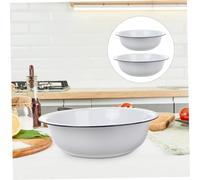 CIYODO 2Pcs Vintage White Enamel Mixing Bowl Enameled Basins for Dough Making Vegetable Washing Soup Serving Stain Resistant Smooth Surface Household Bowls