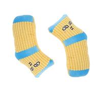 CIYODO 2Pcs Vocalizing Plush Dog Sock Bite Resistant Interactive Squeaky Plaything Durable Chew for Puppies and Dogs Stress Relief and Yellow Cartoon Design