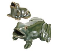 CIYODO 2pcs Waterfall Frog Decor Ceramic Water Circulation Fountain Decorative Frog for Outdoor Balconies 4.32x3.54x2.75in Delicate Well-crafted Landscape Accessories with Water Flowing
