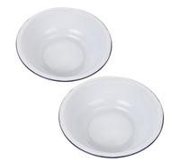 CIYODO 2pcs White Enamel Porcelain Kitchen Bowl, Large Versatile Mixing Bowl for Pasta and Salad Preparation, Stain Resistant Enamelware with Classic Vintage Design
