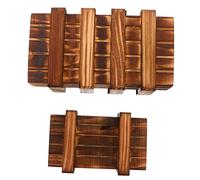 CIYODO 2Pcs Wooden Secret Puzzle Box Iq Testing Cards Case Holder for Fun Hidden Compartment Puzzle for Group Challenges for Birthdays and Christmas