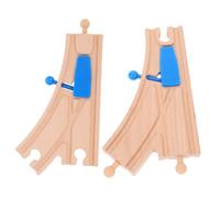 CIYODO 2pcs Wooden Train Track Switch Set with Curved Expansion Tracks for Train Accessories Cognitive Development