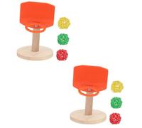 CIYODO 2sets Bird Educating Toy Basketball Stand for Parrots and Birds Safe and Material Encourages Exercise and Training Random Included