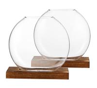 CIYODO 2sets Clear Glass for Hydroponics with Base Plant Terrarium for Home Decor Small for Offices and Spaces for Growing Plants