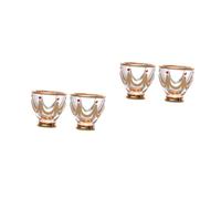 CIYODO 2sets Hand Painted Middle East Style Crystal Glass Cups Thick Base Luxury Liquor Tumblers for Home Bar Antique Sake and Cocktail Drinking Glassware 2pcs*2
