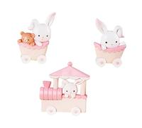 CIYODO 2sets Pink Rabbit Train Cake Ornament Adorable Baking Decoration for Birthday Parties Lovely Doll Decor for Home and Celebrations 3pcs*2