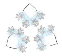 CIYODO 3 pcs Christmas Snowflake Headband for Women Lightweight Glitter Decorative Hair Accessories Festive Headwear for Holiday Parties and Xmas Celebrations