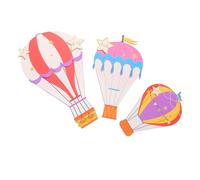 CIYODO 3 Pcs Colorful Hot Air Balloon Wall Plaques Made of Wood, Easy to Move and Space-Saving Nursery Hanging Decorations Minimalist Scandinavian Design for Small Apartments and Back