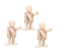 CIYODO 3 Pcs Wooden Movable Joints Dolls DIY Unpainted Robot Craft for Creative Educational Peg Dolls for Imaginative Play and Skill Development