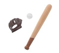 CIYODO 3 Sets Mini Baseball Bat Glove Ball Dollhouse Sports Models Intricately Designed Miniatures for DIY Crafts Collectors Displays Space-saving Small-scale Decorative Accessories