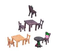 CIYODO 3 Sets Miniature Table and Chairs Resin Ornament Compact Lightweight Retro Furniture for Micro Landscape Dollhouse Accessories with Lifelike Details Space Saving Fairy Garden Decor
