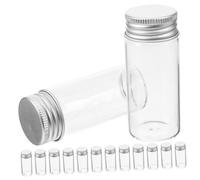 CIYODO 30pcs Clear Glass Test Tubes with Leakproof Lids Portable Transparent Specimen Vials for Capsules Powder Storage DIY Decoration Space-saving Small Glass Bottles for Travel and Lab