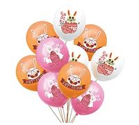 CIYODO 30pcs Easter Balloons with Cartoon Rabbit Design Unique Latex Balloons for Festive Celebrations for Easter Parties and Decorations White Pink Orange