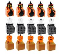 CIYODO 30pcs Halloween Candy Boxes Ghost Black Cat Pumpkin Designs, Cake Storage and Candy Wrapping Case for Trick or Treat, Baking Food Packaging