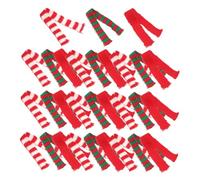 CIYODO 30pcs Mini Xmas Scarves Knitted Christmas Theme Decor for Dolls and Snowmen Charming Red Striped Accessories for Holiday Decoration and Crafting