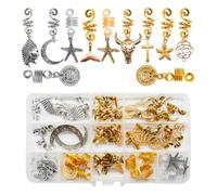 CIYODO 33pcs Gold Braid Clips for Hair Extensions and Hair Braids Featuring Handmade Crystal Wire Wrapped Pendants in Metal Copper and Iron for DIY Braiding