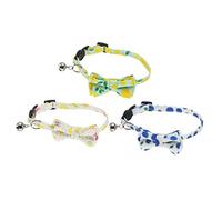 CIYODO 3pcs Adjustable Pet Bow Tie Collar Set with Fruit Pattern Durable Canvas Neck Chains for Cats and Dogs Cute Pet Supplies Blueberry Lemon Fruit Mix