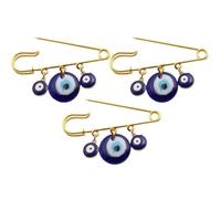 CIYODO 3pcs Blue Evil Eye Brooch Pins, Turkish Resin Iron Alloy Lapel Pins, Not Easy to Deform, Suitable for Party Wear and Clothing Decoration