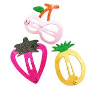 CIYODO 3Pcs Candy Color Fruit Shape Hairpin Metal Snap Hair Clips with Shiny Painted Glitter Cute Cartoon Style Fashion Hair Accessories for Birthday and Party Wear