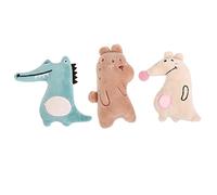 CIYODO 3pcs Cat Plush Interactive Catnip Stuffed for Kittens and Cats Includes Brown Bear Green Crocodile Beige Kangaroo Safe Premium Plush for Chewing and Play