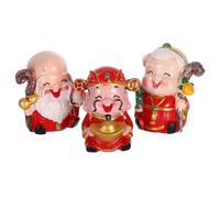 CIYODO 3Pcs Chinese Resin Elders Statue Figurines Cake Decoration Set for Birthday Party Non-Edible Miniature Crafts Cake Toppers Shou Po, Shou Xing Gong, and Cai Shen Gong