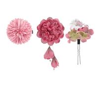 CIYODO 3pcs Chinese Style Artificial Flower Hair Clips Set Rose Red Floral Hairpins for Hanfu Elegant Princess Hair Barrettes Decorative for Traditional and Cosplay