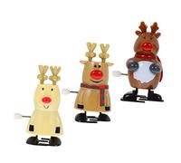 CIYODO 3Pcs Christmas Themed Wind Up for Plastic Santa and Reindeer Playthings Compact Adorable Childrens Walking for and Fun