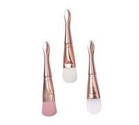 CIYODO 3pcs Dual-head Face Mask Brush with Silicone and Soft Bristles Rose Gold Handles Gentle Facial Mud Applicator for Even Skincare Application and Daily Beauty Use