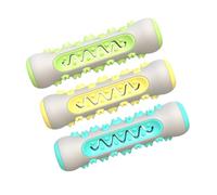CIYODO 3pcs Durable Tpr Dog Chew Indestructible Puppy Toothbrush Bone for Dental Care Anxiety Relief Deep Teeth Cleaning Safe Non Harmful Material Lake Blue Green Yellow for Interactive