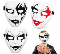 CIYODO 3pcs Halloween Mask PVC Street Dance Cosplay Props for Party | Adjustable Elastic Band, Comfortable Wearing, Wide Applications, Good Photo Props for Haunted House Events