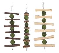 CIYODO 3Pcs Hamster Teething Pendants Bunny Molar for Pets Alfalfa Grass Balls Apple Sticks Chew for Rabbits Guinea Pigs Chinchillas and More