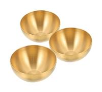 CIYODO 3pcs Korean Style Single Stainless Steel Serving Bowls for Fruit Salad Snacks Round Food Bowls for Daily Use Mixing and Noodle Serving Suitable for Home Restaurant Parties