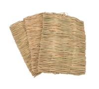 CIYODO 3pcs Natural Straw Bedding for Rabbits Grass Mat Hay Mat for Rabbit Beds Hamster Tunnel Toys