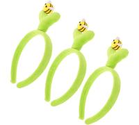 CIYODO 3pcs Plush Green Plant Hairband with Bee Lightweight Grass Headband for Women Yoga Beauty Accessory Cosplay Cute Headwear Halloween Christmas Party Hair Ornament
