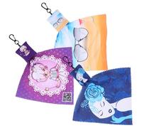 CIYODO 3pcs Portable Glasses Wipes Cloth with Unique Printed Lanyard Design Microfiber Fiber Cloth Eyeglass Cleaner for Lenses Smartphone Screens and Phone Cute Keyring