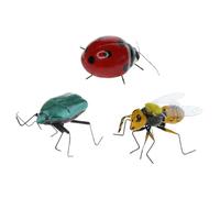 CIYODO 3Pcs Realistic Insect Figurines Bee Ladybug Beetle Educational Models for Garden Decoration Early Learning Fade Resistant Design