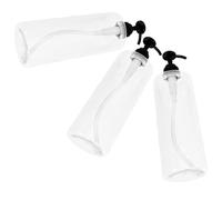 CIYODO 3PCS Refillable Pump Dispenser Bottles for Shower Gel and Hand Soap Transparent Round Shoulder Plastic Containers with Black Press Heads Portable Subpackaging for Bathroom and
