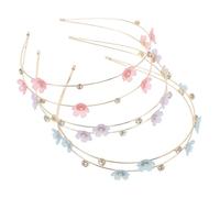 CIYODO 3pcs Rhinestone Headband Embellished Hairband Women's Hair Band Crystal Flower Headband Women's Fashion Rhinestone Flower Decorative Hair Bands Glittering Hairband Resin