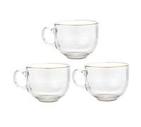 CIYODO 3pcs Rim Glass Cups Stylish Juice Coffee Milk Mugs for Home Use Simple Practical Design for Tea Water Hot Cocoa Office Dining
