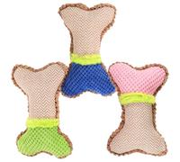 CIYODO 3pcs Squeaky Plush Dog Bone for Puppies Dogs Durable Chewing Soft Pet for Training Playing Rewarding Blue Green Pink