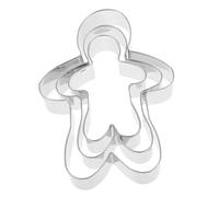 CIYODO 3pcs Stainless Steel Biscuit Cutters Silver DIY Baking Mold for Cookies Pastry Fondant Halloween Gingerbread Man Cake Mold