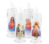 CIYODO 4 Pack Led Candle Lamp Jesus Religious Mass Decor Spiritual Prayer Flickering Flameless Candle for Christmas and Easter Celebrations
