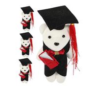 CIYODO 4 Pcs Graduation Bear Plush for Medical Students Cute Stuffed Animal Figurines with Cartoon Bouquet Packaging Soft Hug Graduate Dolls for Celebration Gifts