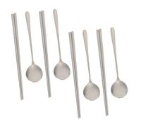 CIYODO 4 Sets Reusable Korean Stainless Steel Spoon and Chopsticks Kit with Long Handles Mirror Polished Tableware for Safe Use Lightweight Portable for Office and Home Dining