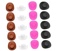 CIYODO 40pcs Mini Cowboy Hats Adorable Tiny Hats for Dolls DIY Miniature Decoration for Festivals Parties Cake Toppers Includes Black White Pink Brown