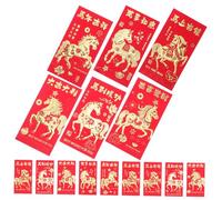 CIYODO 48pcs Chinese Year Red Cash Envelopes Large Paper Hongbao with Horse Zodiac Foil Design for Lunar Festival Money Packets Traditional Red Money Pockets for Family and Business