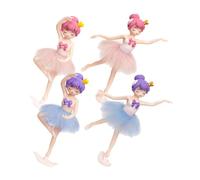 CIYODO 4Pcs Ballerina Cake Toppers Adorable Ballet Girl Decorations for Birthday Cakes Party Decor and Baking Cute Dessert Ornaments for Girls Birthday Celebrations