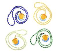 CIYODO 4pcs Buddhist Neck Pendant Glass Beaded Pendant Buddhist Amulet Necklace Glass Classic Amulet Ornament for Worship, Buddhism Believers, Daily Shopping and Travel