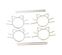 CIYODO 4pcs Cat Hairpin Sticks Alloy Hollow Hair Clips for Women Stylish Lightweight Hair Fork Pins for Ponytails Buns in Gold and Silver